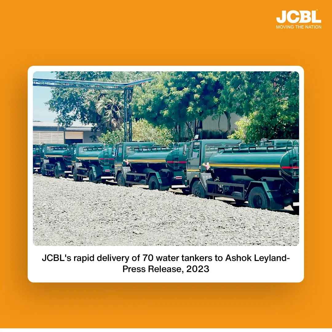 JCBL delivers 70 tankers to Ashok Leyland, Press Release , October 2023