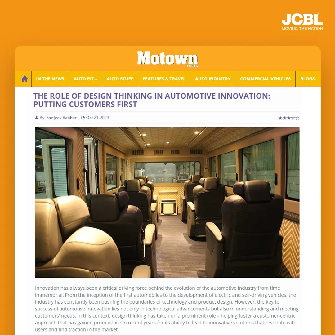 The role of design thinking in automotive innovation, Motown India, October 2023