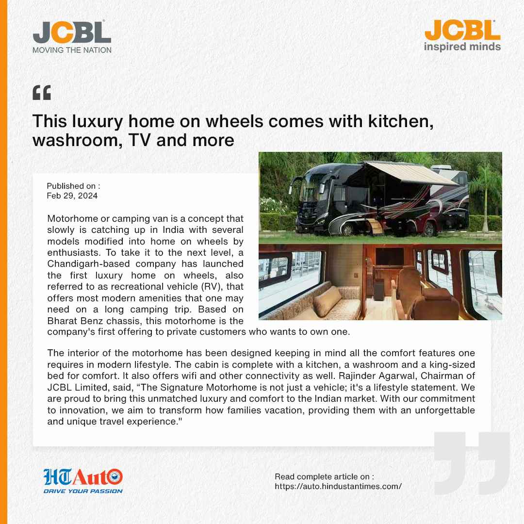 JCBL Luxury home on wheels, HT Auto , February 2024