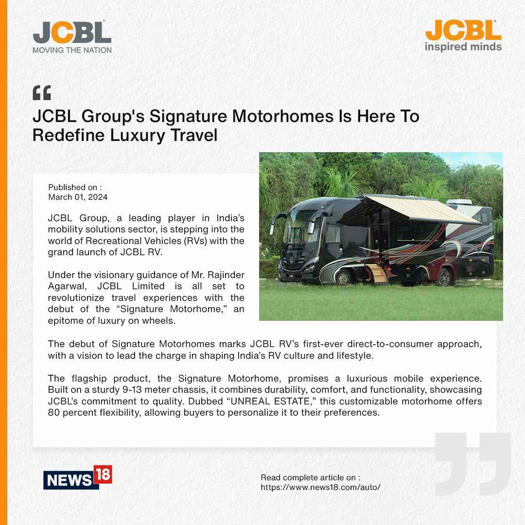 JCBL Signature Motorhome, News18, March 2024